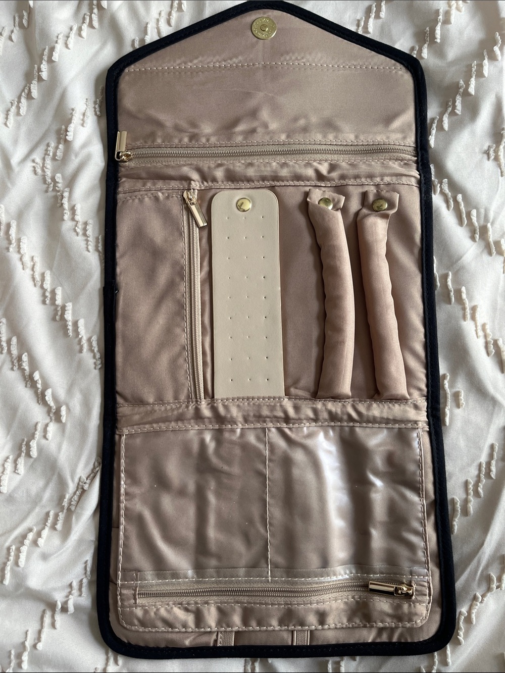 Travel Jewelry Roll Organizer in Blush Pink